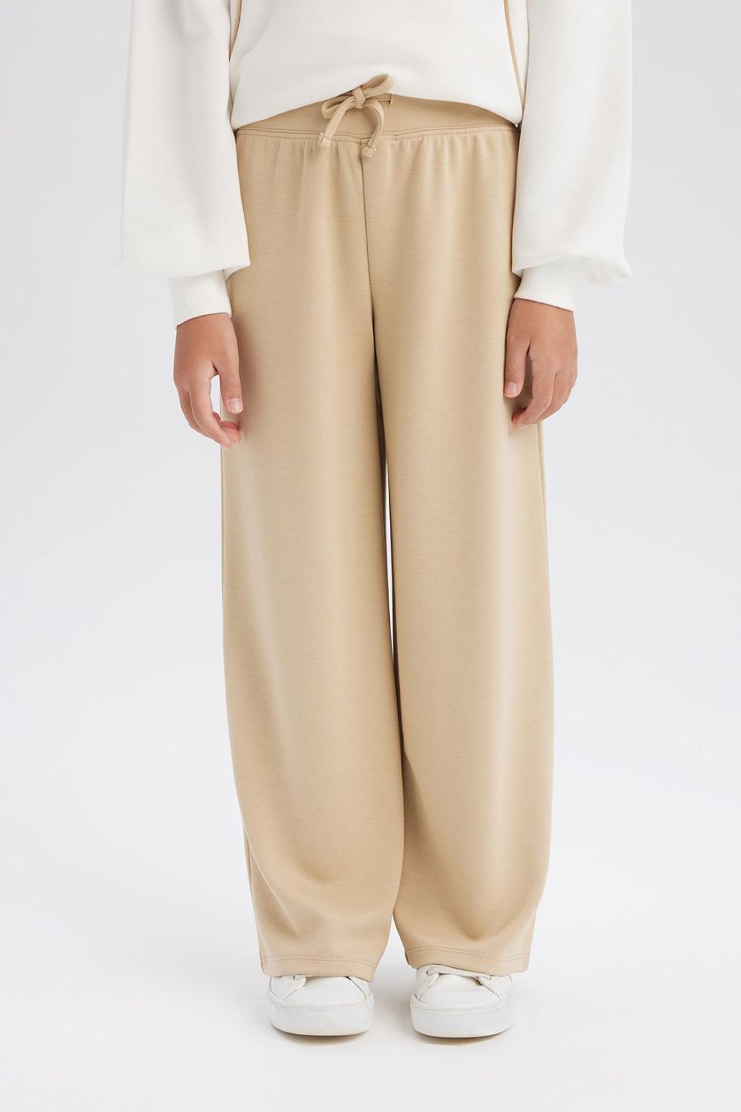 Kız Çocuk - Genç Kız Kum Wide Leg Geniş Paça Eşofman Altı Kız Çocuk