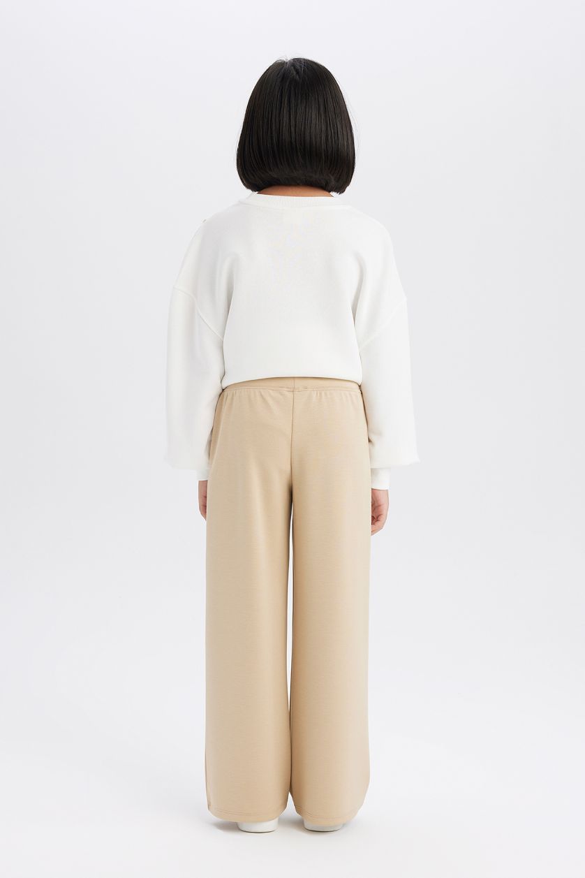 Kız Çocuk - Genç Kız Kum Wide Leg Geniş Paça Eşofman Altı Kız Çocuk