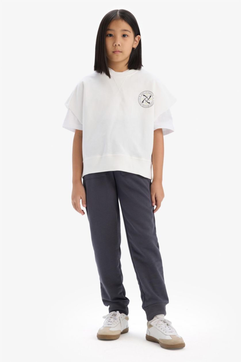 Kız Çocuk - Genç Kız Antrasit Beli Lastikli Jogger Eşofman Altı Kız Çocuk