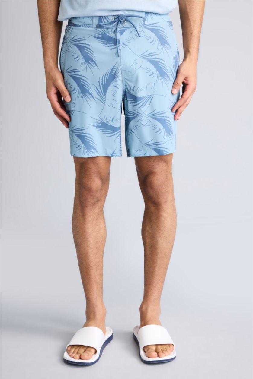 Man Blue DeFactoFit Regular Fit Patterned Flexible Textured Swim Shorts