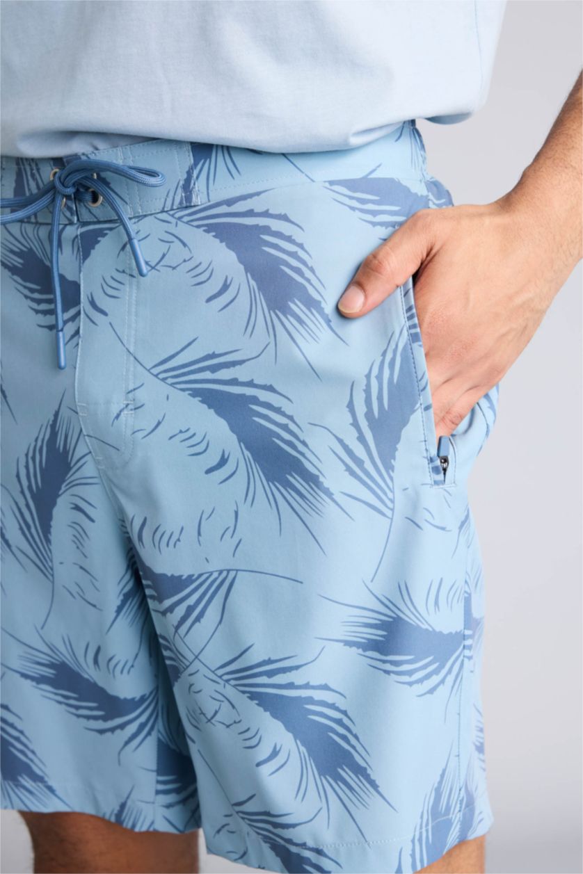 Man Blue DeFactoFit Regular Fit Patterned Flexible Textured Swim Shorts