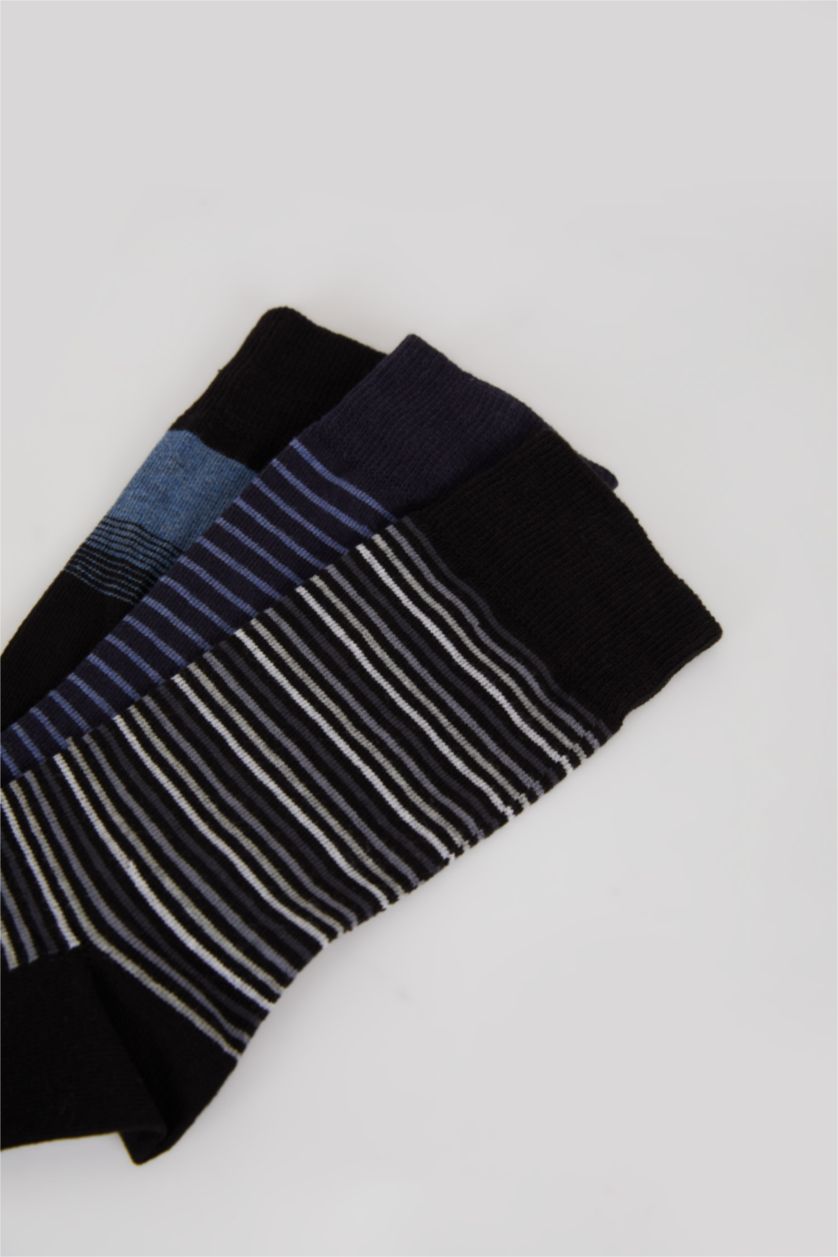 Erkek Siyah Erkek 3'lü Pamuklu Uzun Çorap