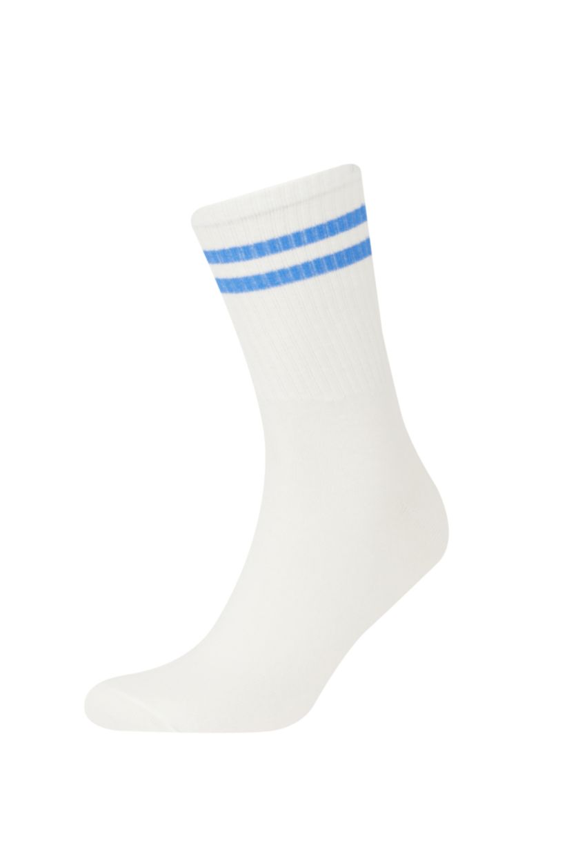 Erkek Beyaz Erkek 5'li Pamuklu Uzun Çorap