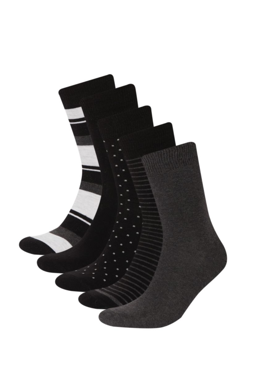 MAN Black Man 5 Piece Cotton Long Socks
