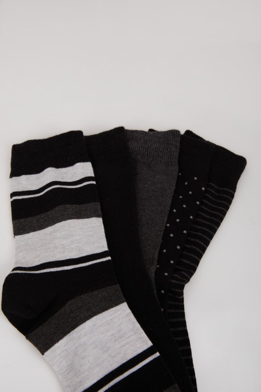 MAN Black Man 5 Piece Cotton Long Socks