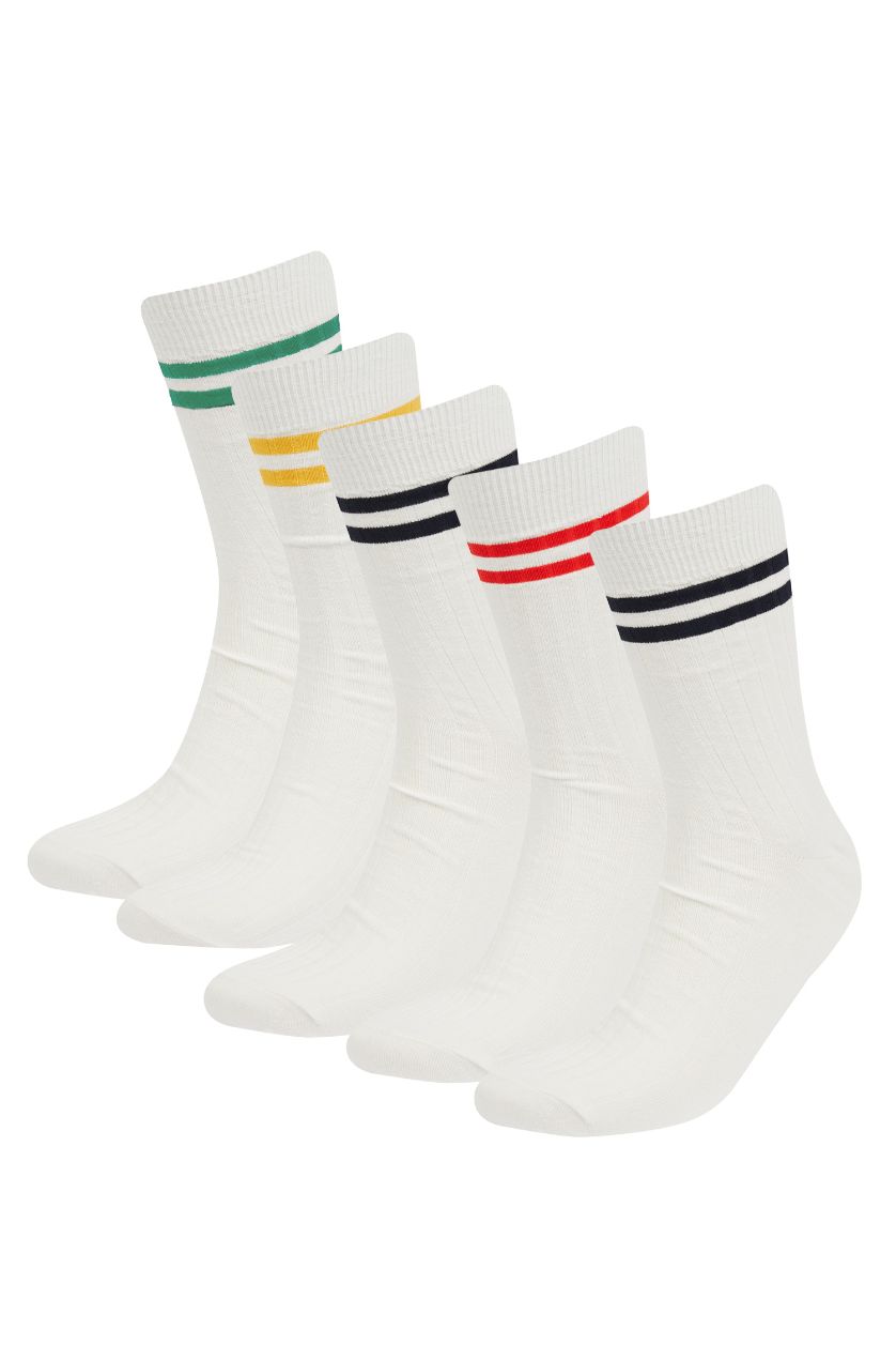 MAN White Man Comfortable Elastic 5 Piece Long Cotton Socks