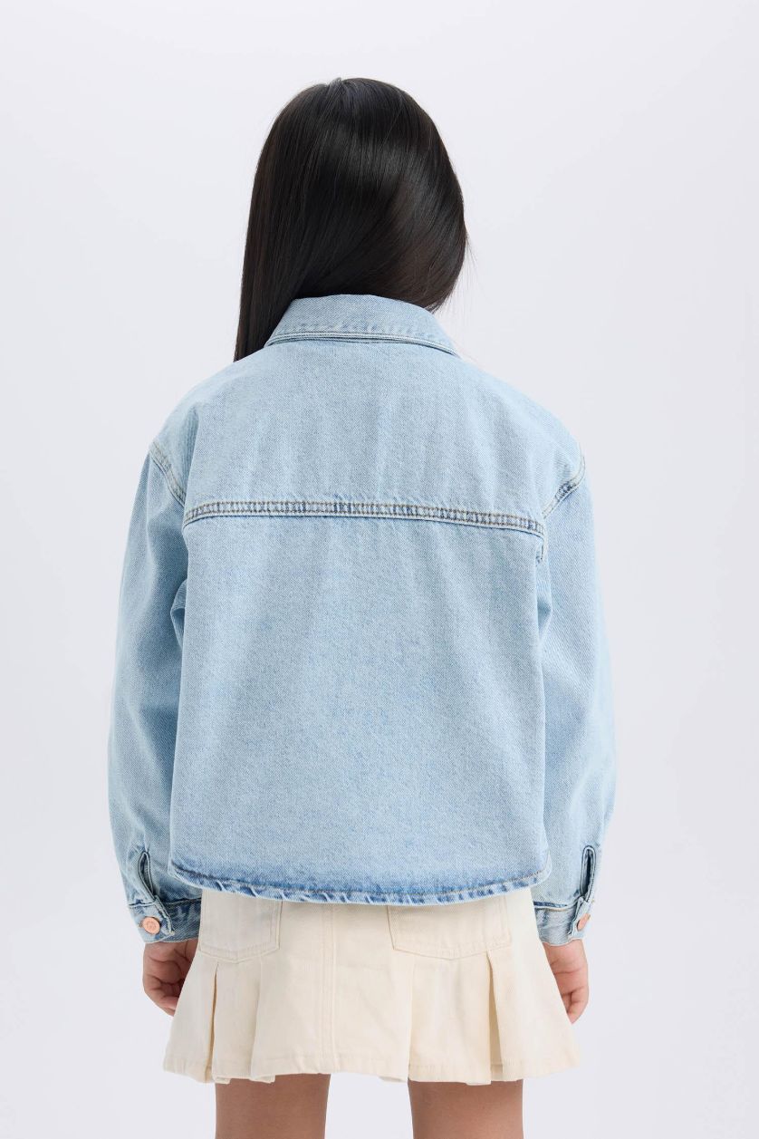 Kız Çocuk - Genç Kız Açık Mavi Pamuklu Denim Ceket Kız Çocuk