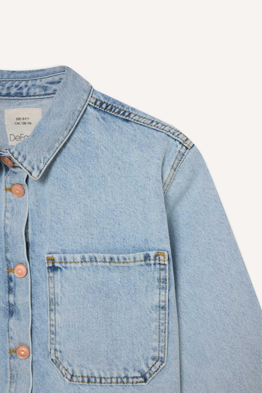 Kız Çocuk - Genç Kız Açık Mavi Pamuklu Denim Ceket Kız Çocuk