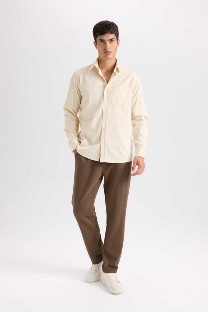 Erkek Haki Regular Fit Eşofman Altı Beli Bağcıklı Cep Detaylı Düz Paça