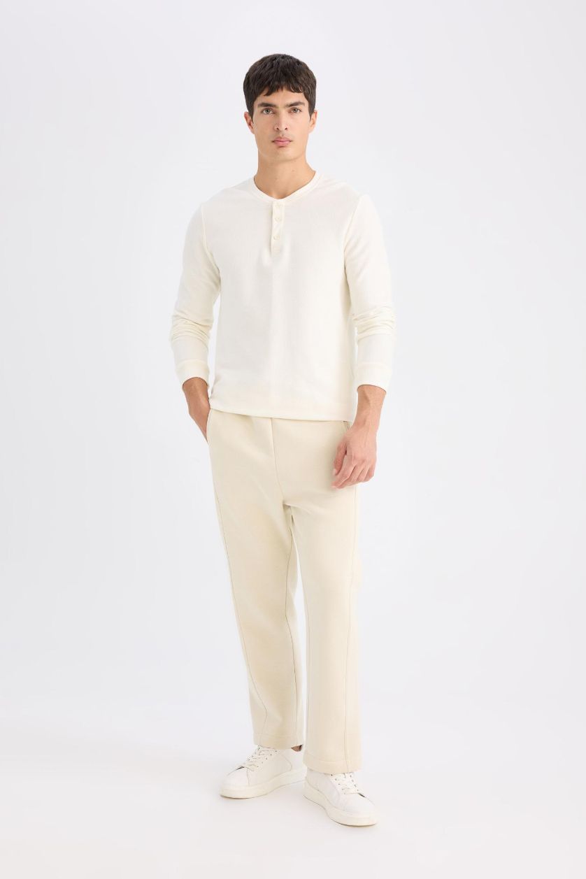 Man Ecru Regular Fit Regular Hem Trousers