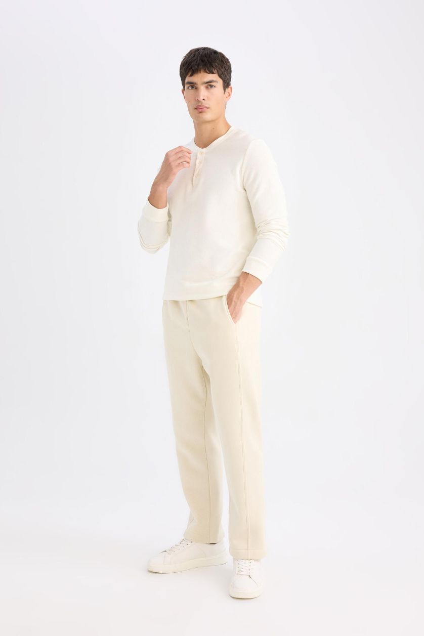Man Ecru Regular Fit Regular Hem Trousers