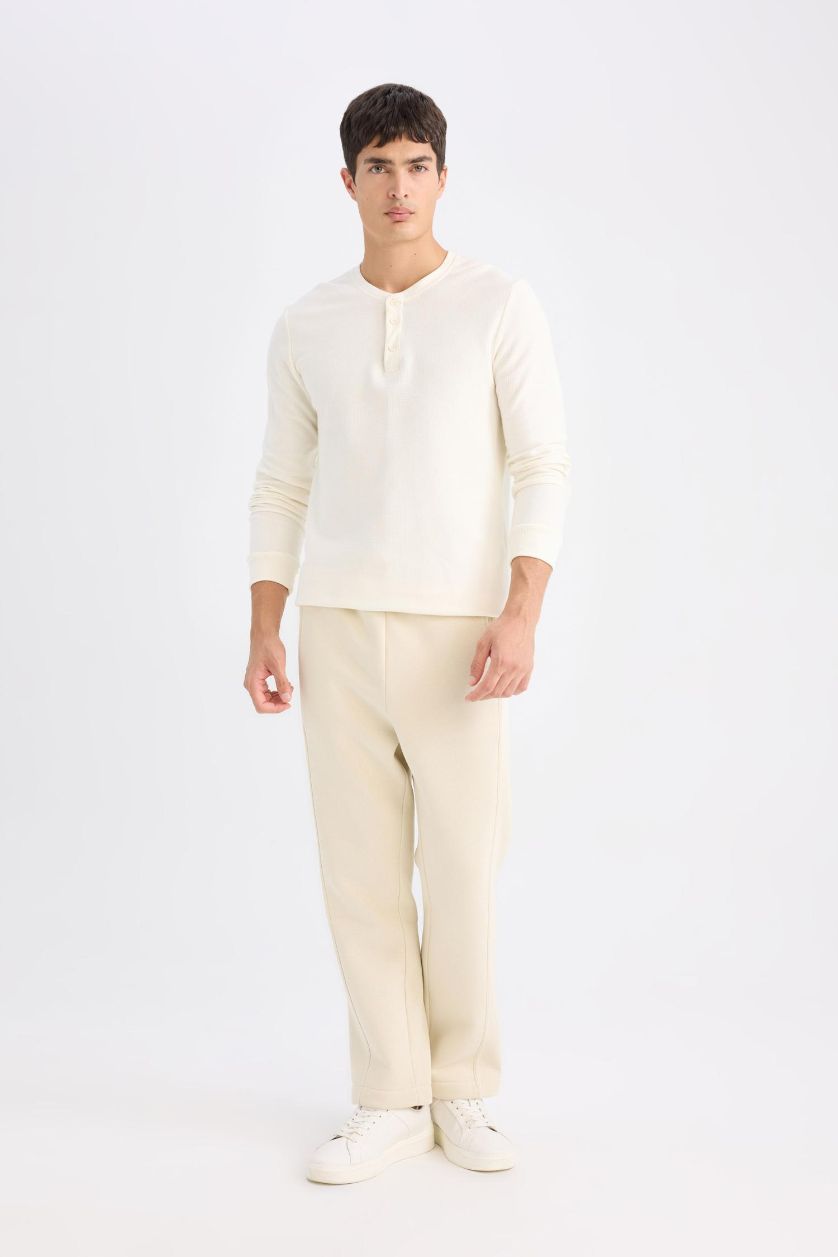 Man Ecru Regular Fit Regular Hem Trousers