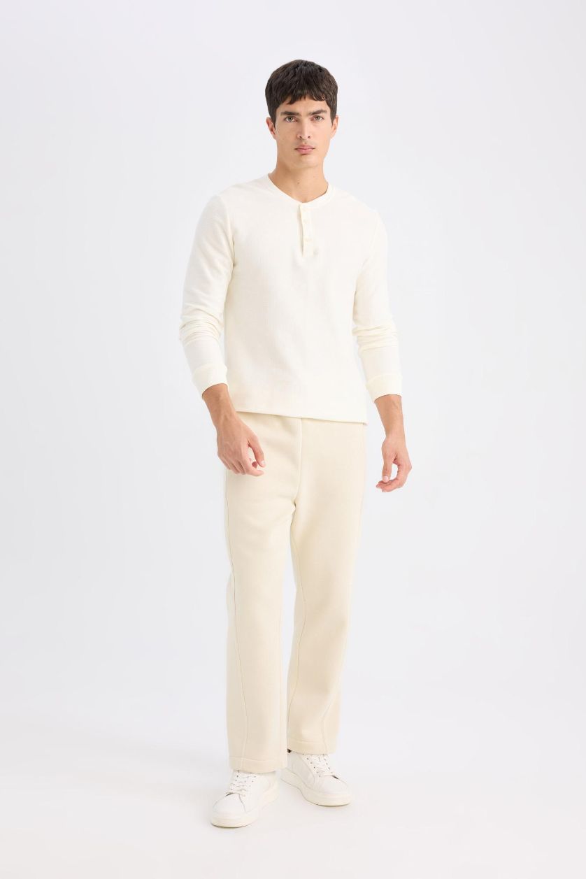 Man Ecru Regular Fit Regular Hem Trousers