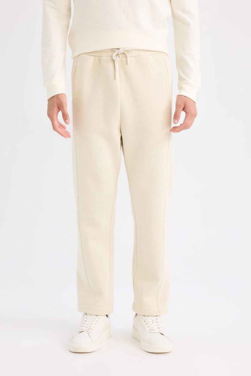 Man Ecru Regular Fit Regular Hem Trousers