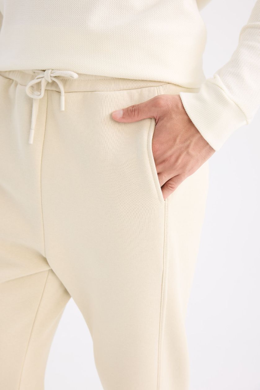 Man Ecru Regular Fit Regular Hem Trousers