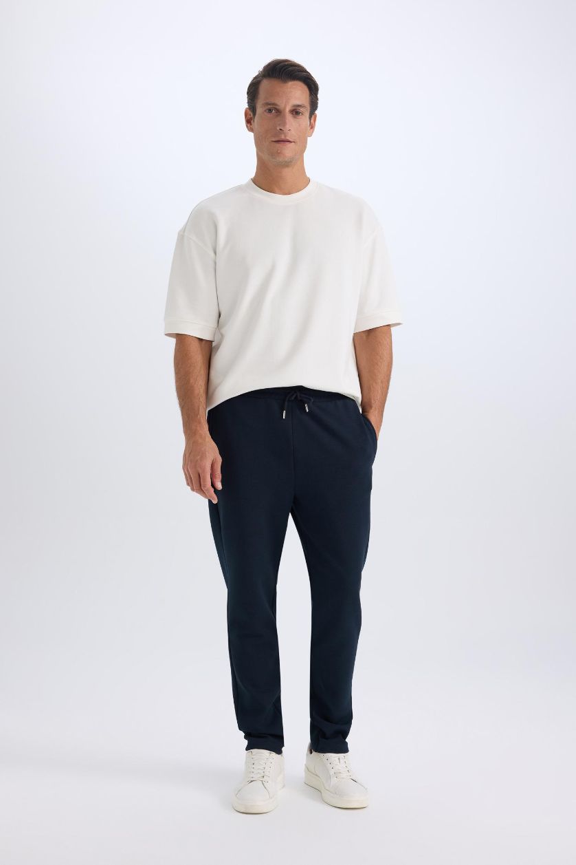 MAN NAVY Slim Fit Tied Waist Twill Sweatpants