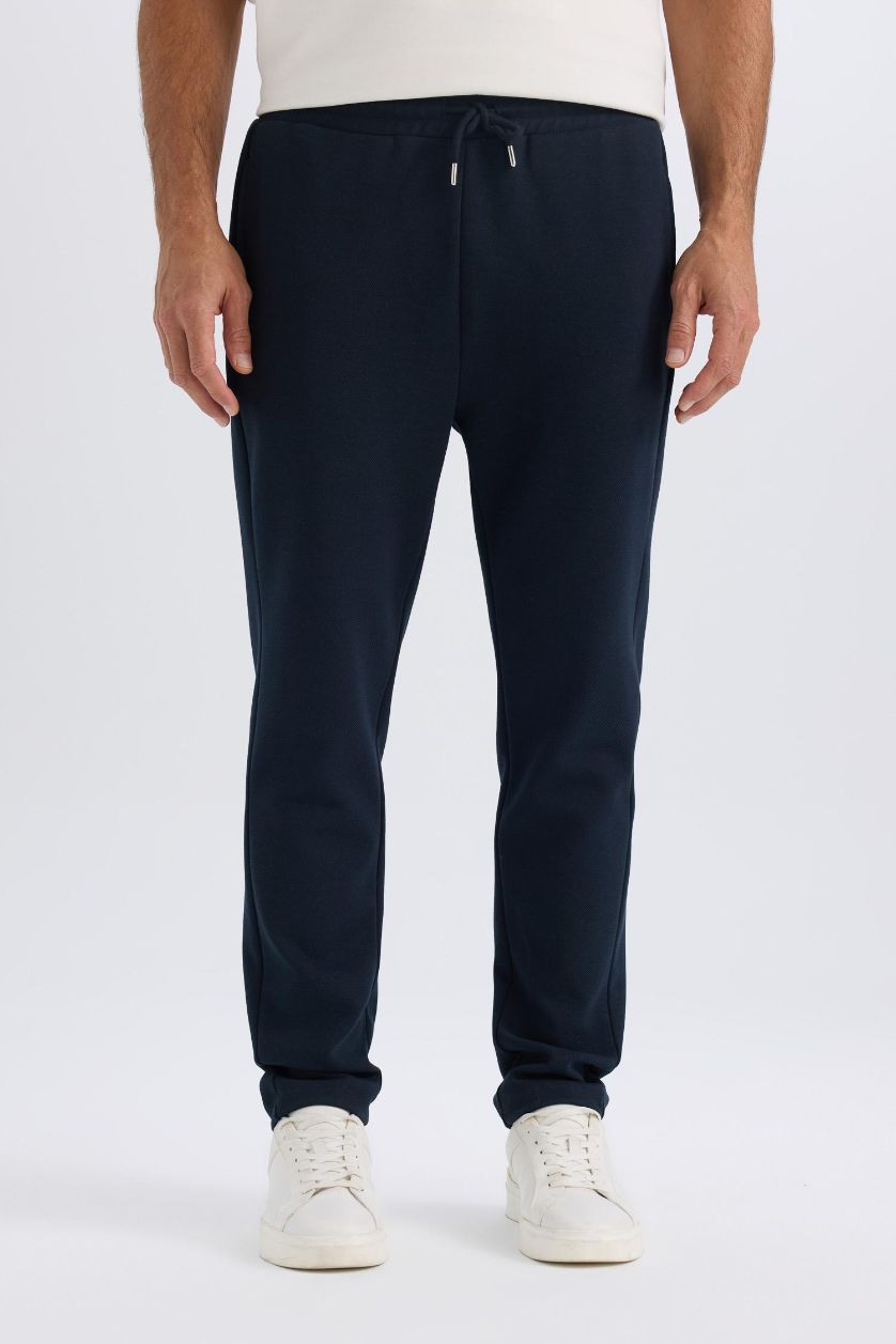 MAN NAVY Slim Fit Tied Waist Twill Sweatpants