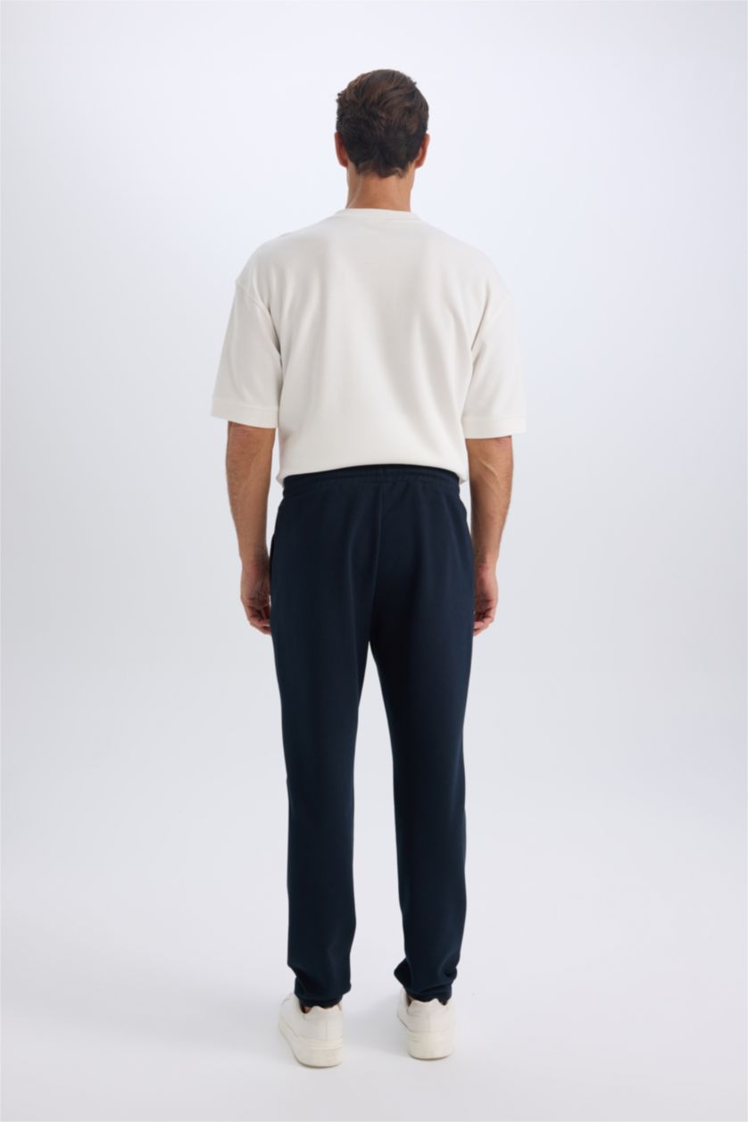 MAN NAVY Slim Fit Tied Waist Twill Sweatpants