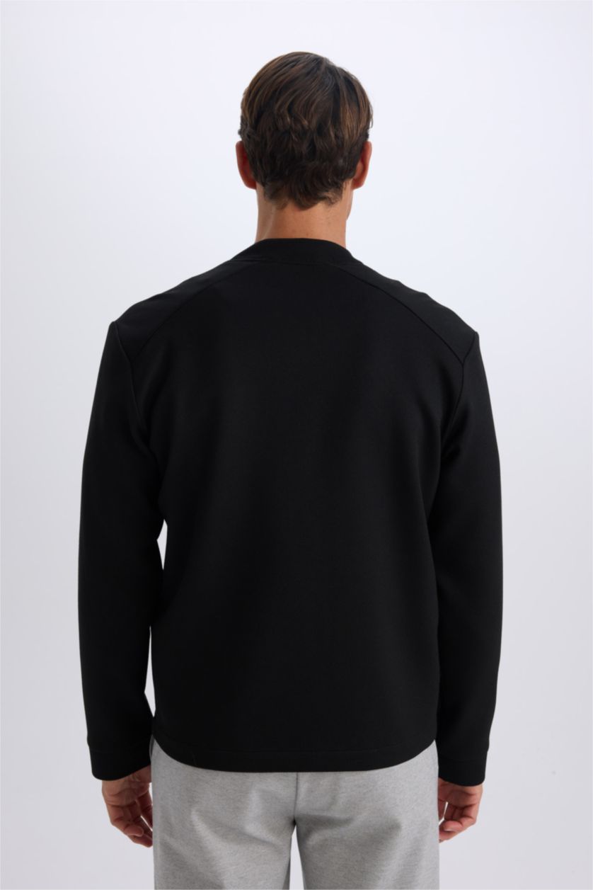 MAN Black Slim Fit College Collar Seasonal Zippered Bomber Jacket