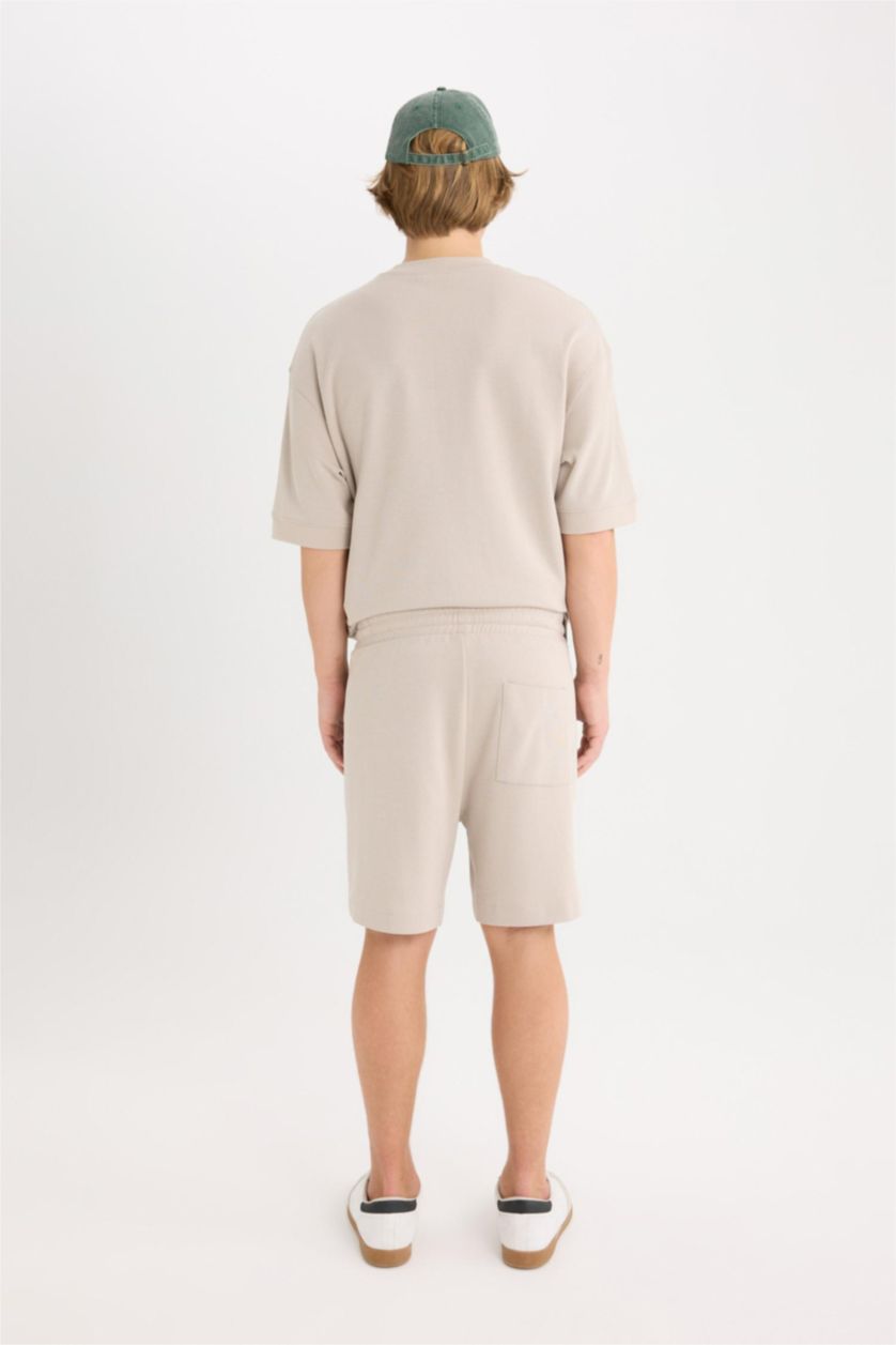 Erkek Kum Regular Fit Düz Paça Şort