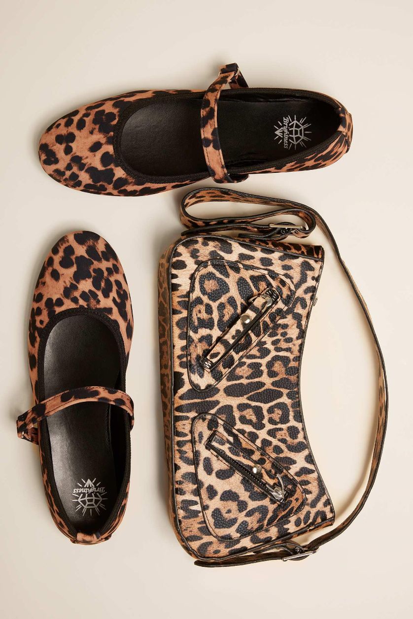 Woman Karma Woman Leopard Patterned Zipper Detailed Shoulder Bag