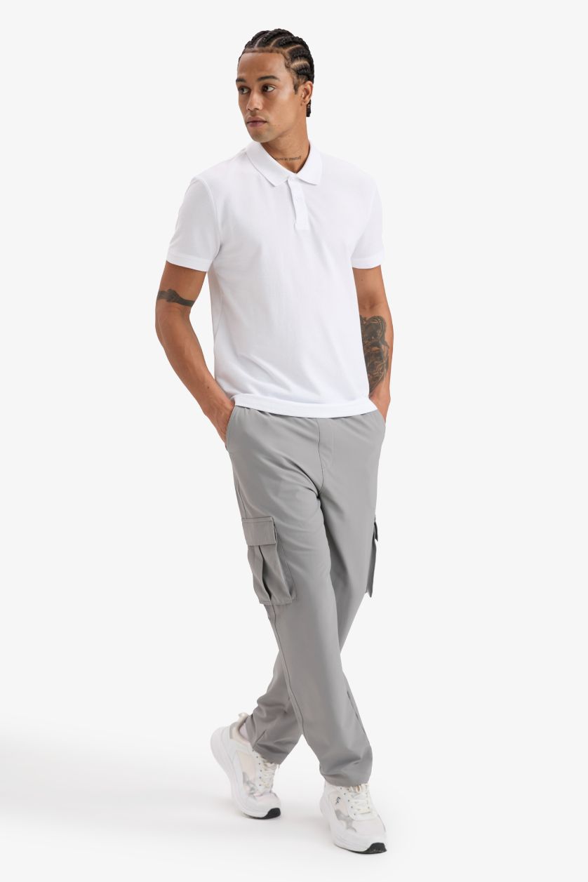 رجال أبيض تيشيرت بولو رياضي بيكيه سليم فيت وياخة بولو