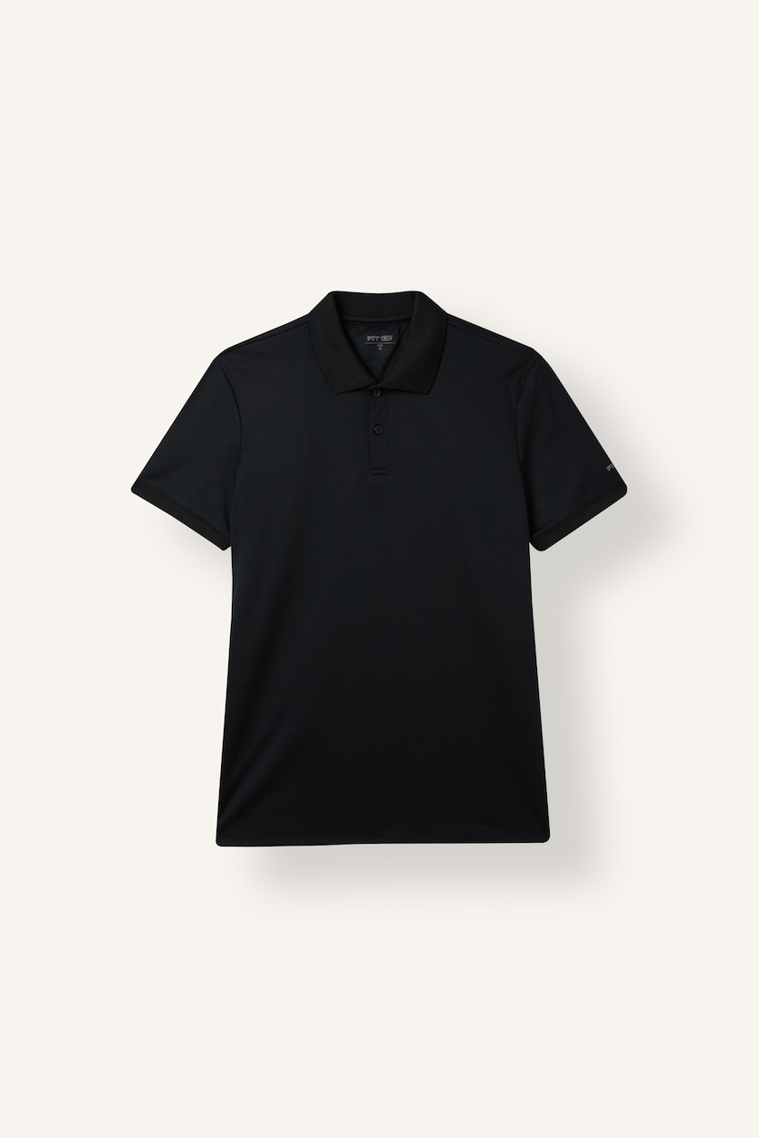 MAN Black Slim Fit Polo Collar Pique Short Sleeve Polo T-Shirt