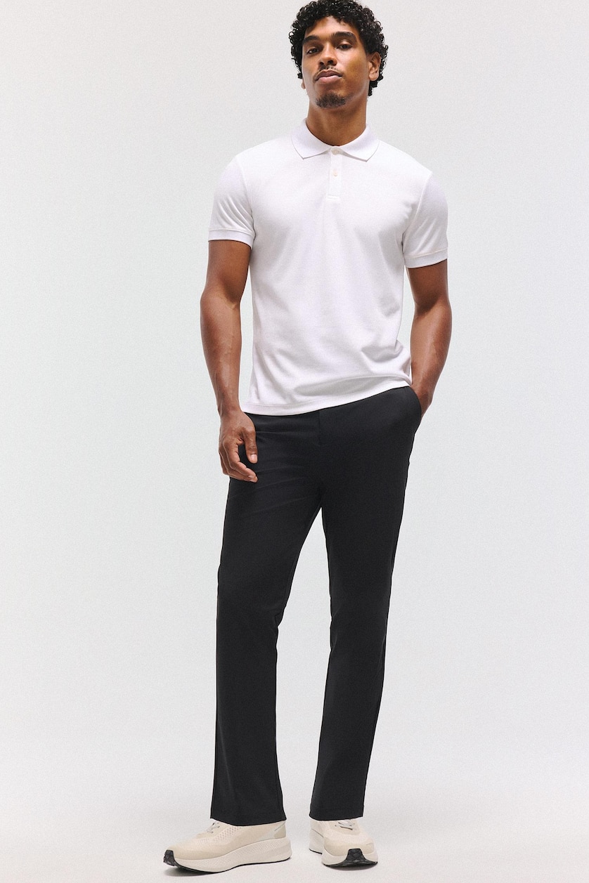 MAN White Slim Fit Polo Collar Pique Short Sleeve Polo T-Shirt