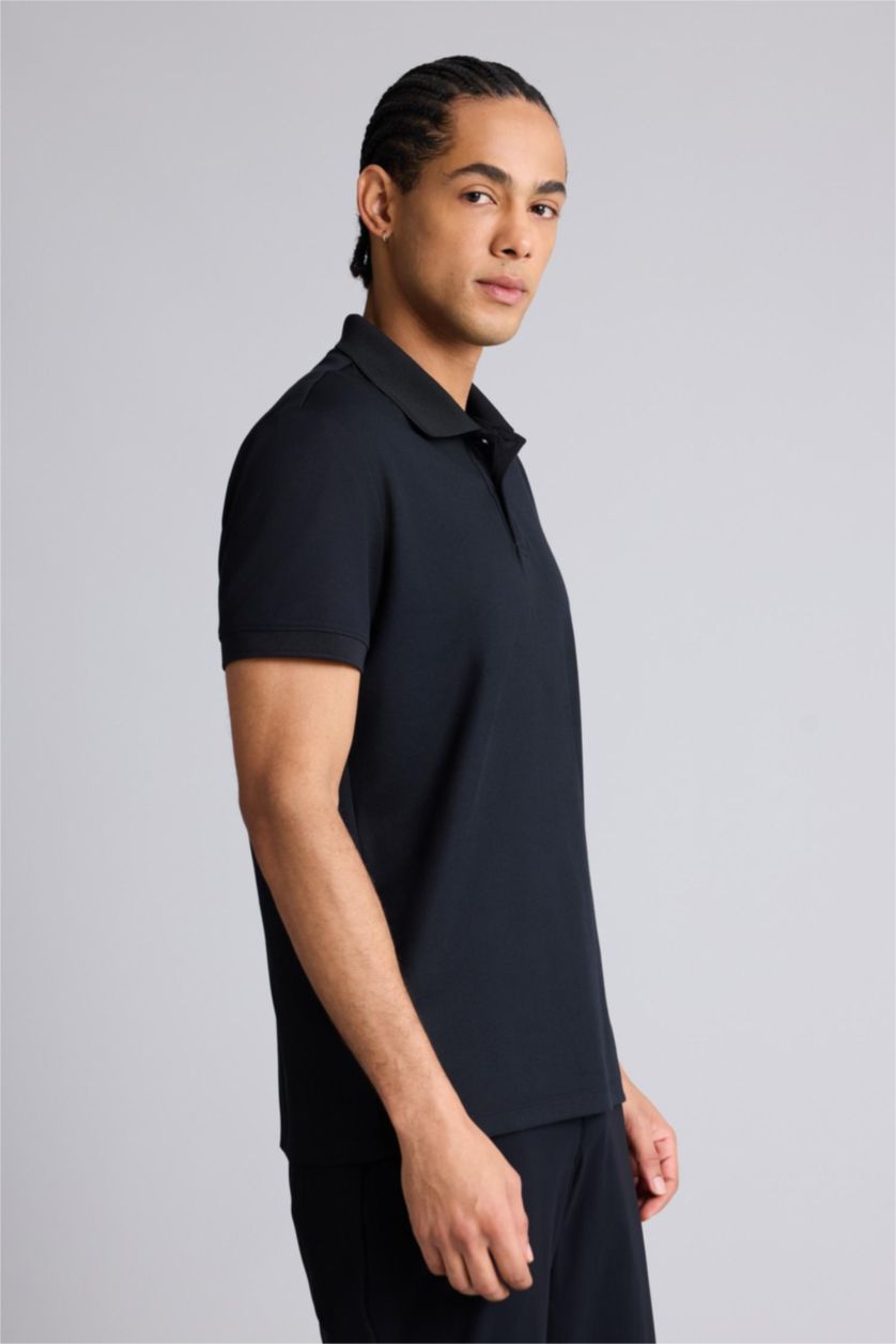 MAN Black DeFactoFit Slim Fit Short Sleeve Pique Polo T-Shirt