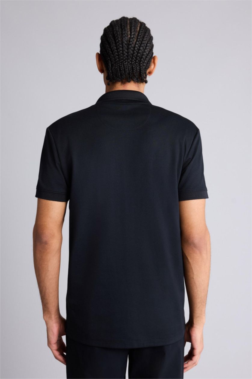 MAN Black DeFactoFit Slim Fit Short Sleeve Pique Polo T-Shirt