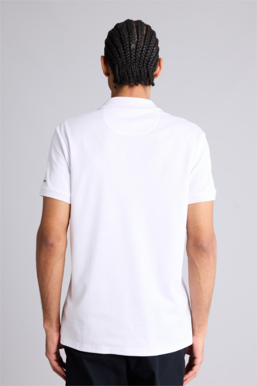 MAN White Slim Fit Pique Short Sleeve Polo T-Shirt