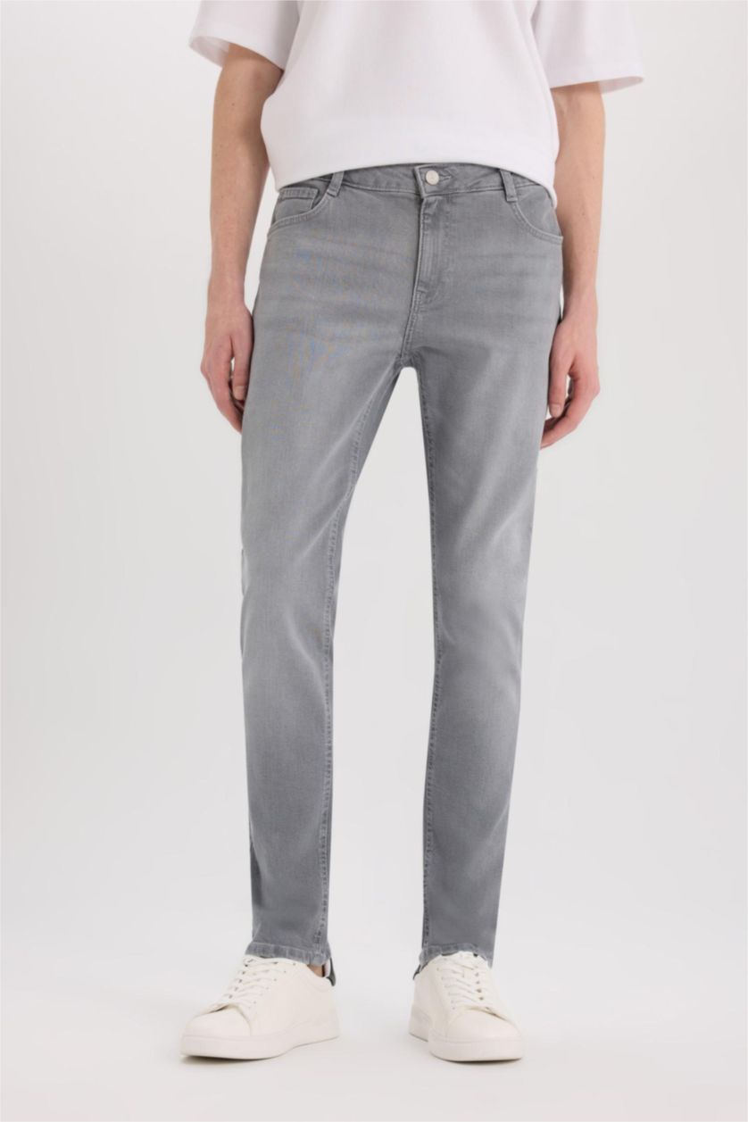 Erkek Açık Gri Pedro Slim Fit Dar Kalıp Normal Bel Dar Paça Jean Pantolon