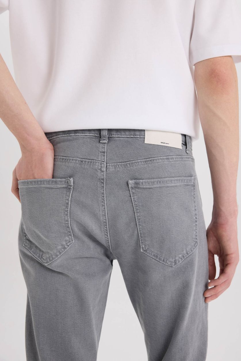 Erkek Açık Gri Pedro Slim Fit Dar Kalıp Normal Bel Dar Paça Jean Pantolon