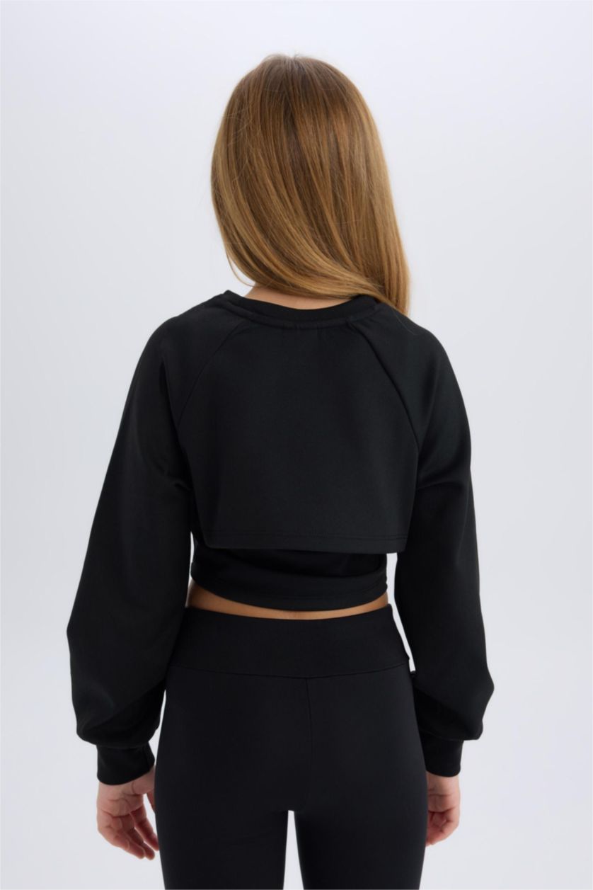 FILLES Noir Sweatshirt à col rond et coupe décontractée pour fille