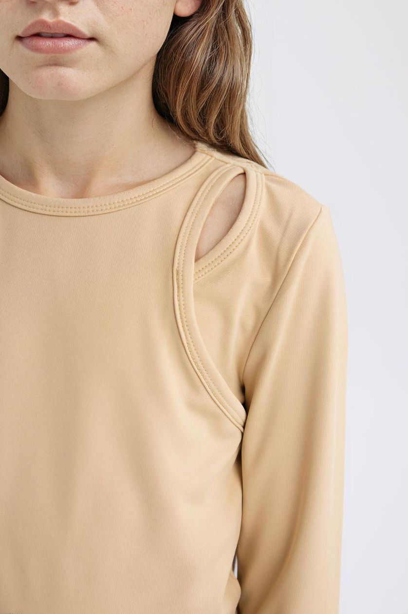 Girls & Teens Sand Girl Slim Fit Crew Neck Corduroy Camisole T-Shirt