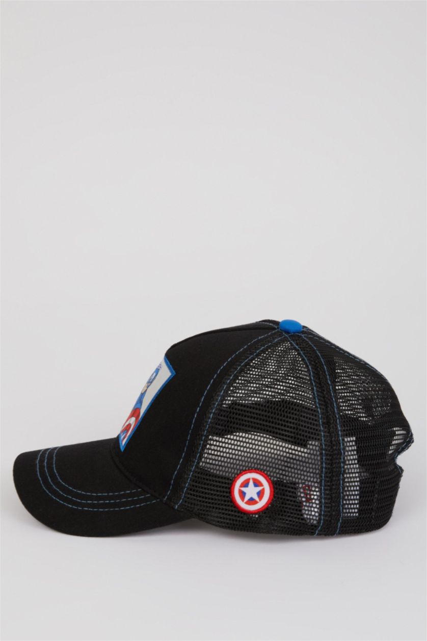 Erkek Çocuk - Genç Erkek Siyah Erkek Çocuk Marvel Avengers Etiket Baskılı Pamuklu Cap Şapka