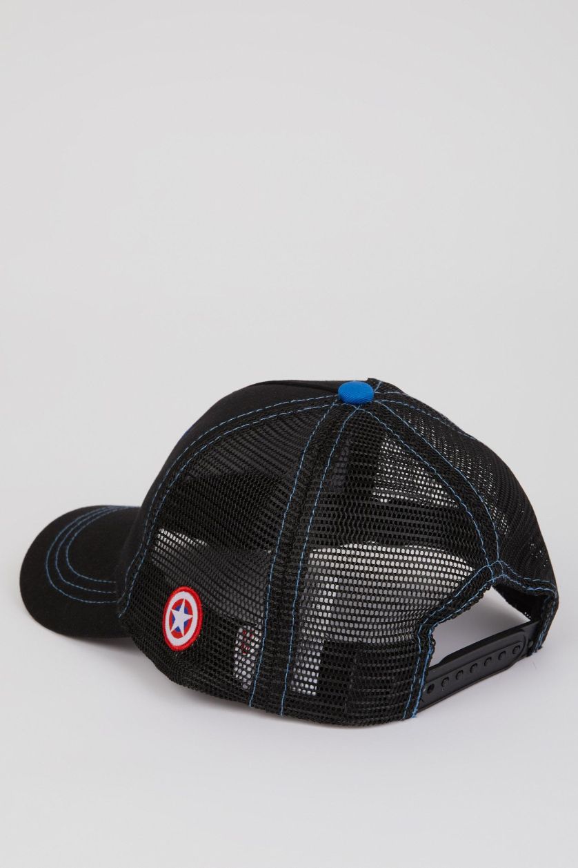 Erkek Çocuk - Genç Erkek Siyah Erkek Çocuk Marvel Avengers Etiket Baskılı Pamuklu Cap Şapka