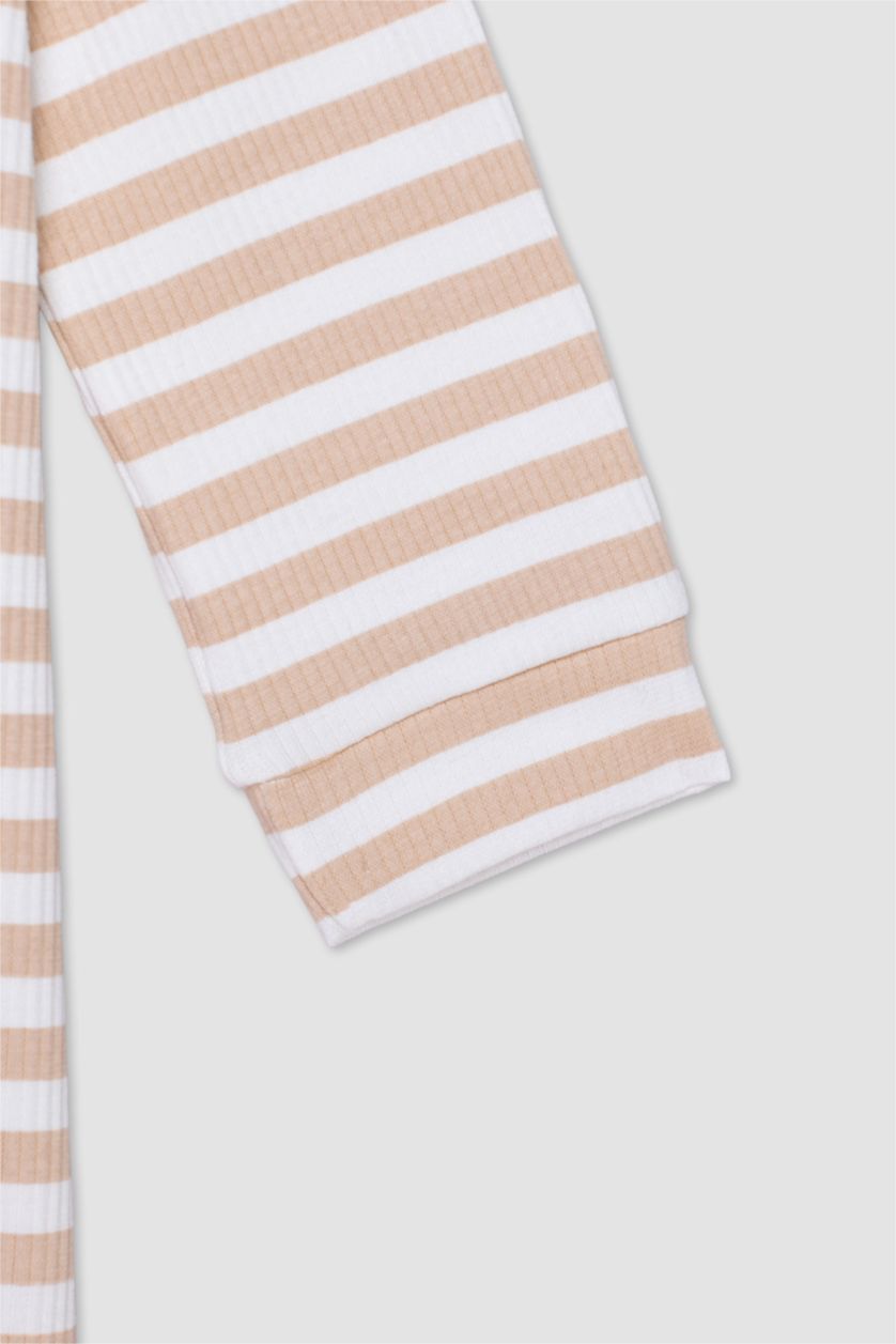 BABY GIRL Beige Baby Boy Newborn Striped Ribbed Camisole Jumpsuit