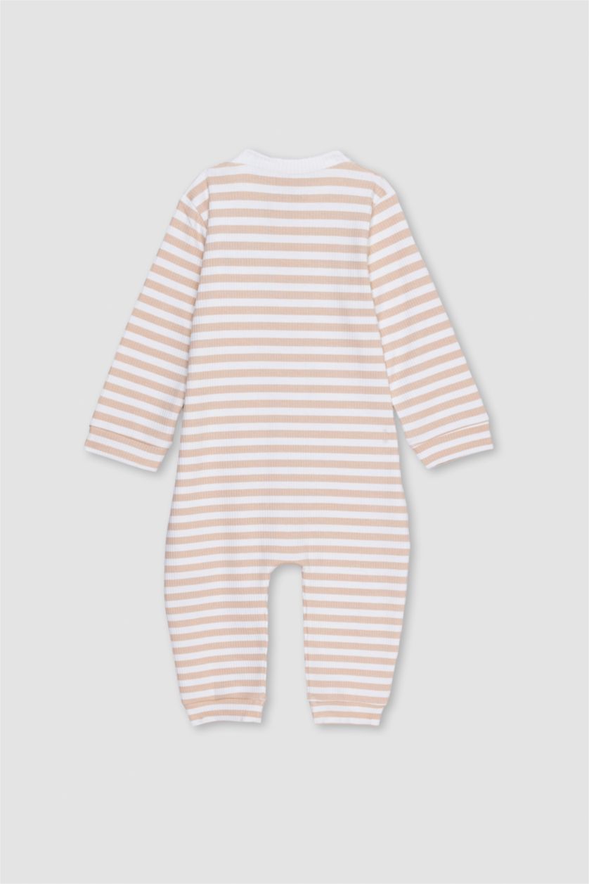 BABY GIRL Beige Baby Boy Newborn Striped Ribbed Camisole Jumpsuit