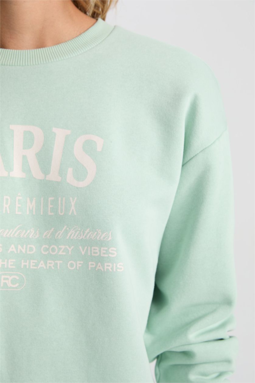 FEMME Bleu Sweat-shirt Oversize imprimé à manches longues