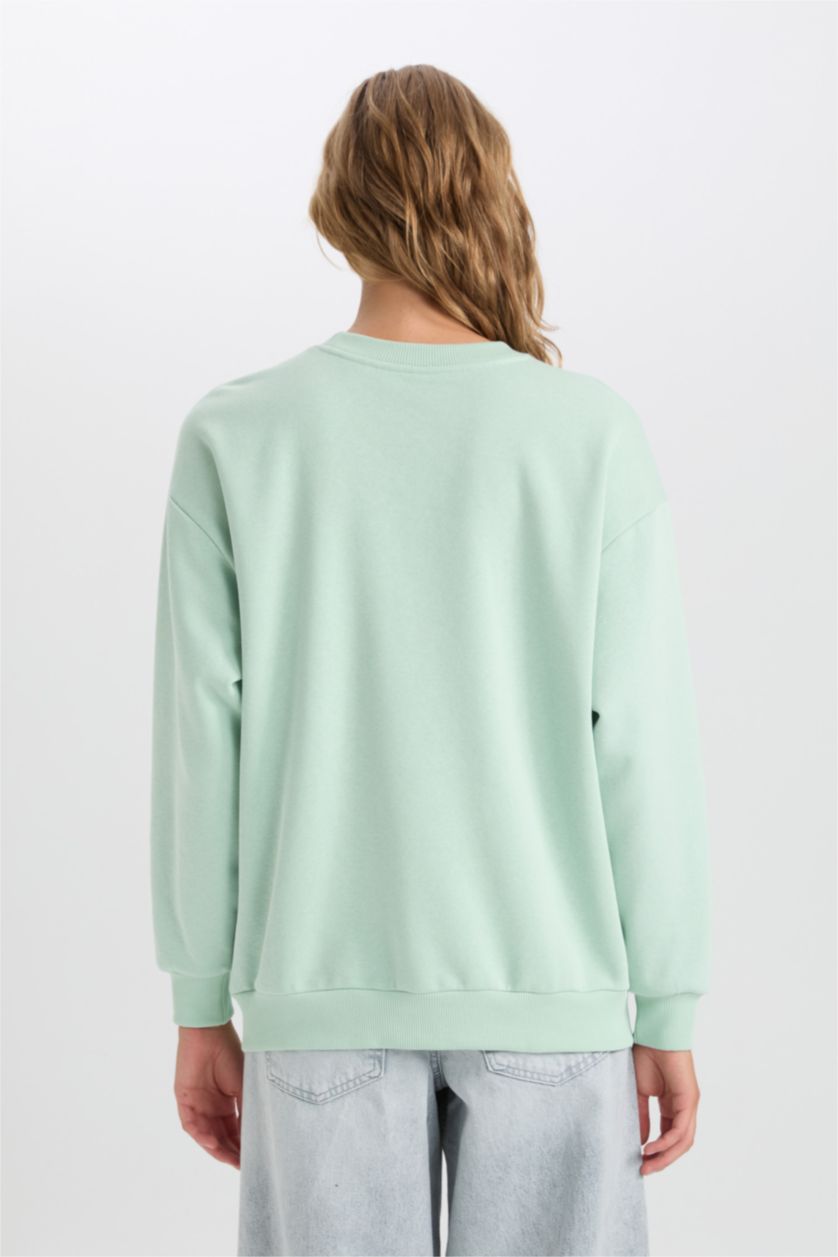 FEMME Bleu Sweat-shirt Oversize imprimé à manches longues