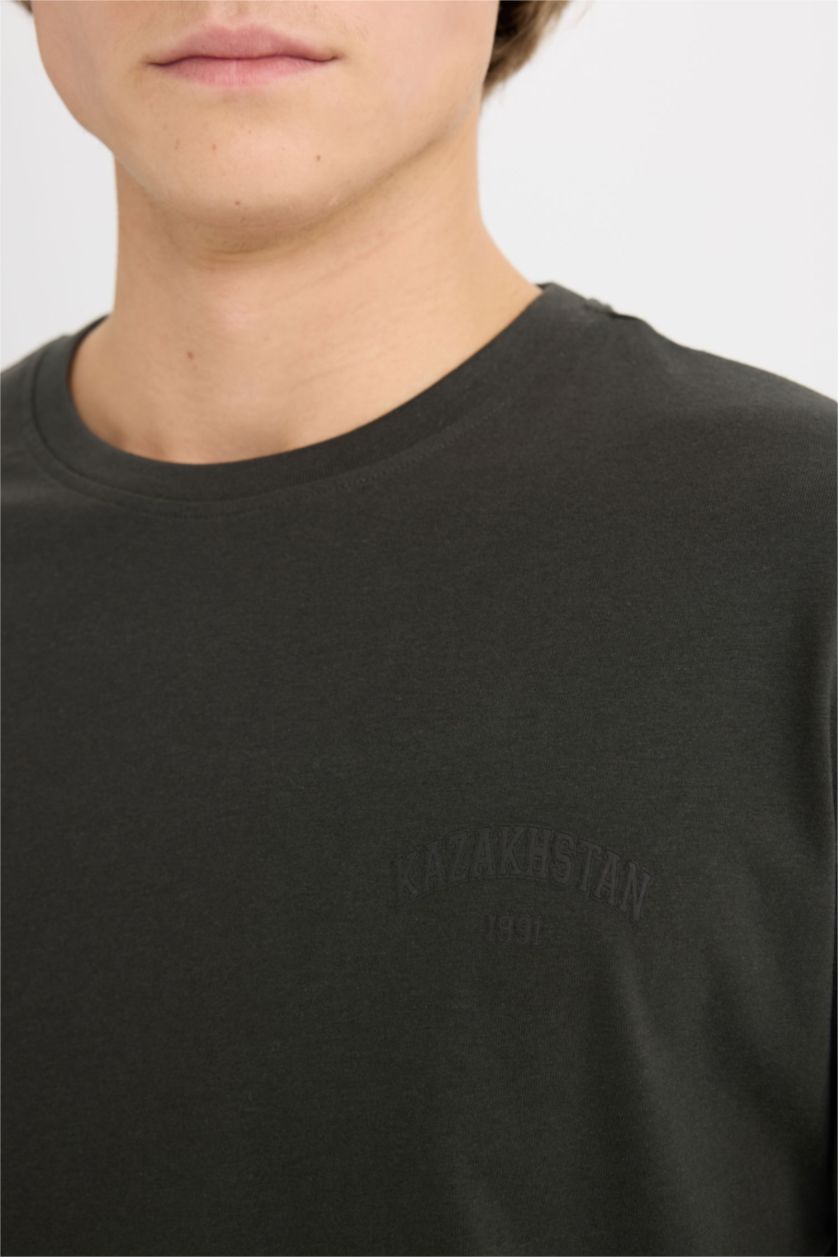 Ерлер Антрацит дөңгелек жаға минималл Қысқа жеңді футболка