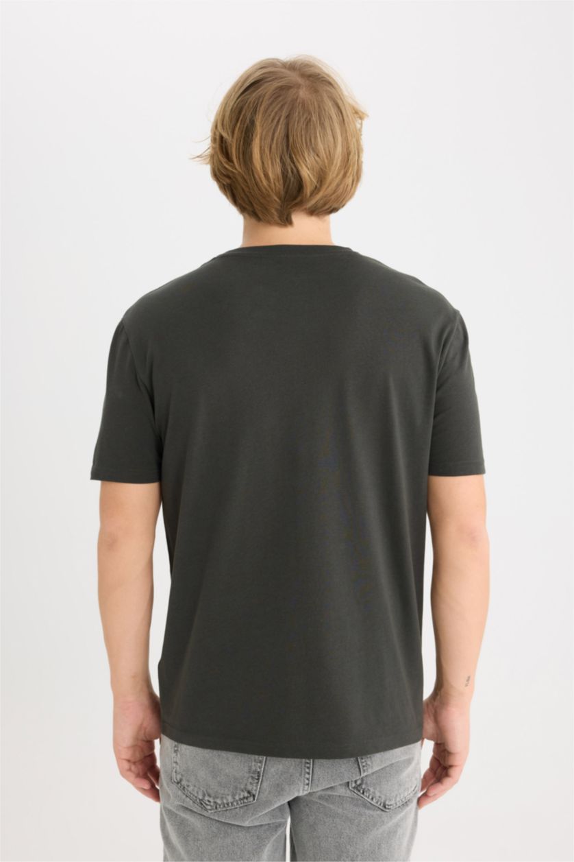 Ерлер Антрацит дөңгелек жаға минималл Қысқа жеңді футболка