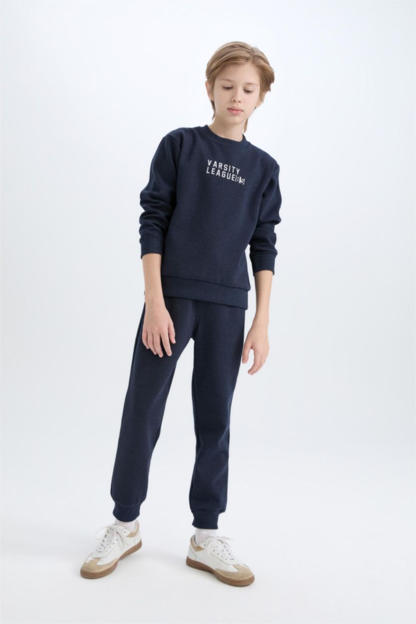 أولاد ميلانج كحلي سيت ولادي سويت شيرت وسويت بانتس - قطعتين