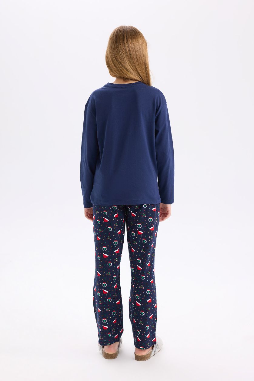 GIRLS & TEENS NAVY Girl Christmas Themed Top Bottom 2 Piece Pajama Set