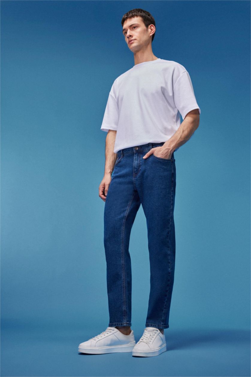 MAN Dark Blue Sergio Regular Fit Normal Waist Pipe Leg Jeans