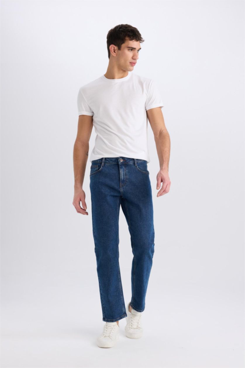 MAN Dark Blue Sergio Regular Fit Normal Waist Pipe Leg Jeans