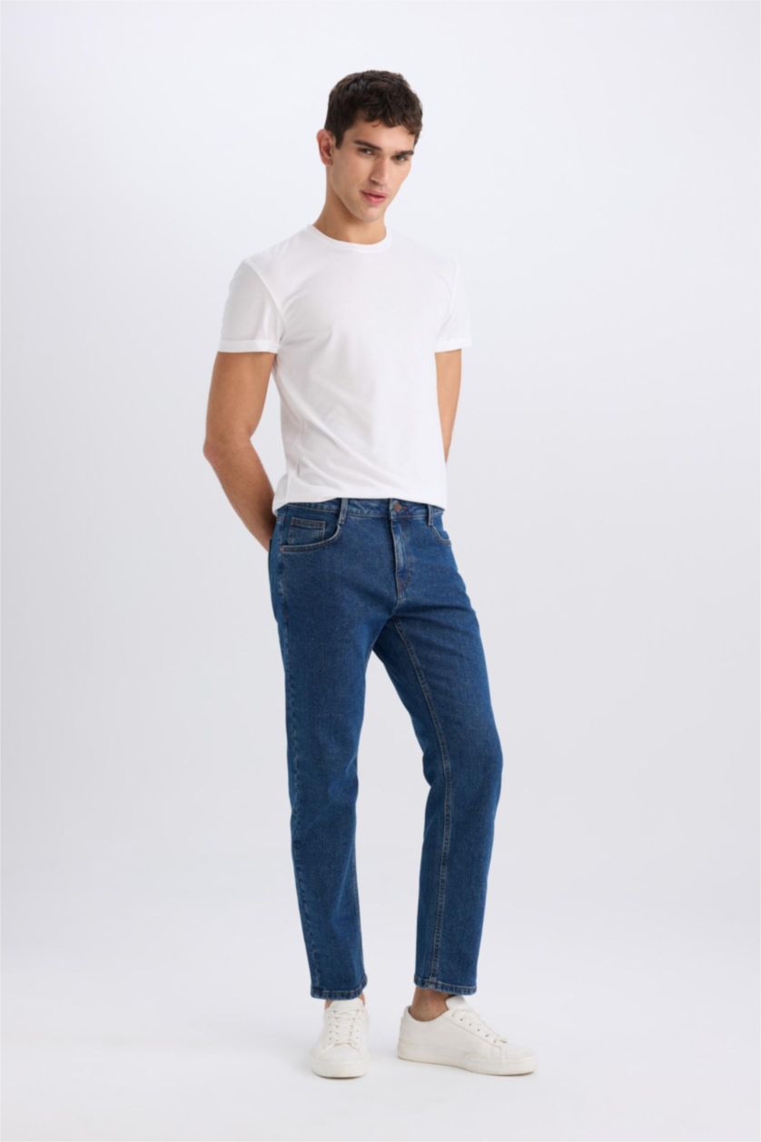 MAN Dark Blue Sergio Regular Fit Normal Waist Pipe Leg Jeans