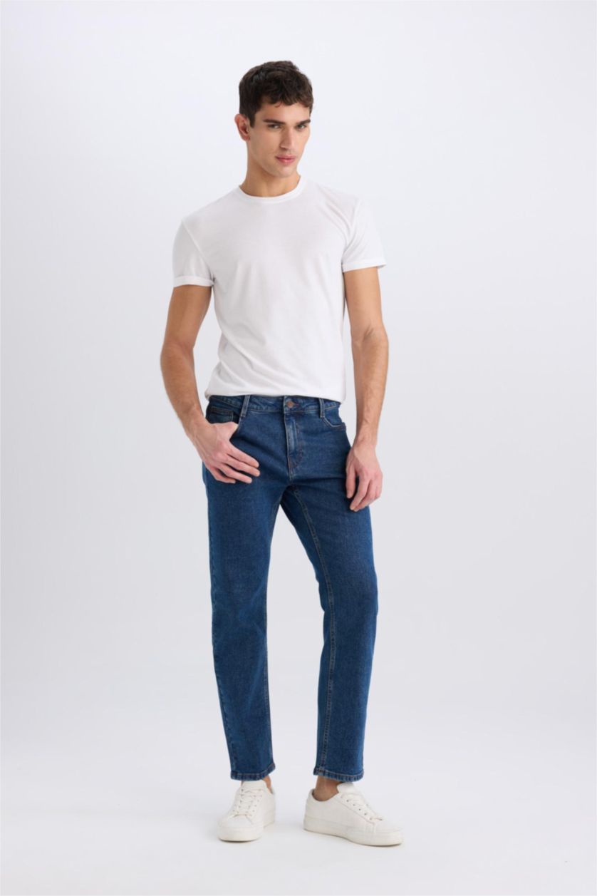 MAN Dark Blue Sergio Regular Fit Normal Waist Pipe Leg Jeans