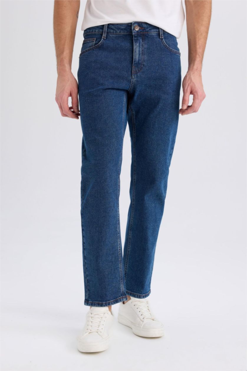 MAN Dark Blue Sergio Regular Fit Normal Waist Pipe Leg Jeans